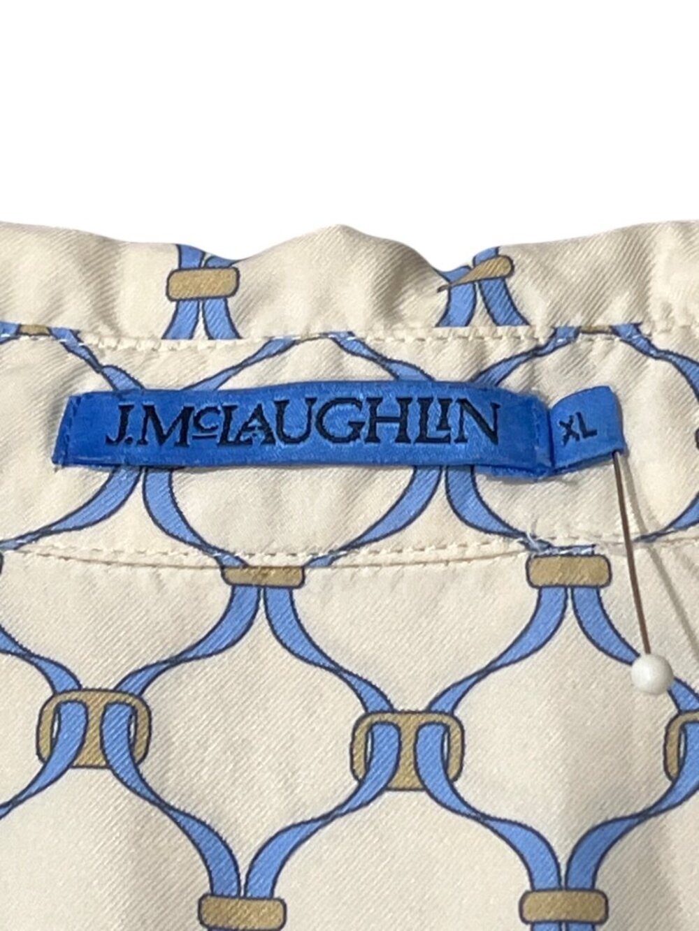 J. Mclaughlin Women Size XL Shirt Button-Up Silk-Blend Top Geometric Long Sleeve - Picture 3 of 9